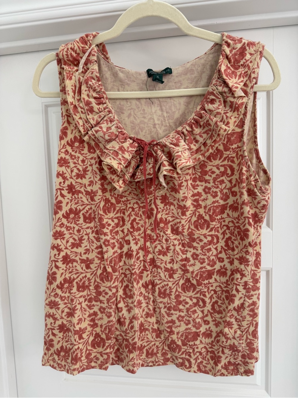 Ralph Lauren Red Floral Ruffle-Neck Sleeveless Camisole